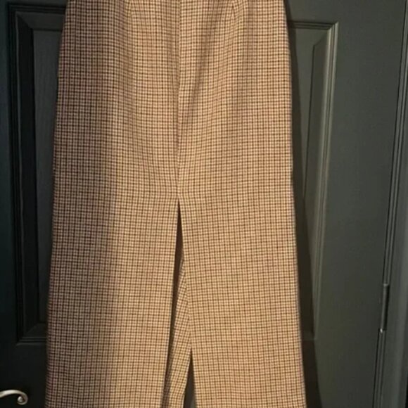 Maje Jaisa Houndstooth Thigh-High Front Slit Midi-Skirt Brown Women's Sz 36 - Picture 3 of 7